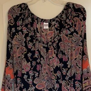 bila Bohemian V-neck Tunic Top Blouse - Size Large